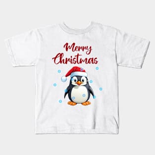 "Merry Christmas" With Cute Penguin Kids T-Shirt